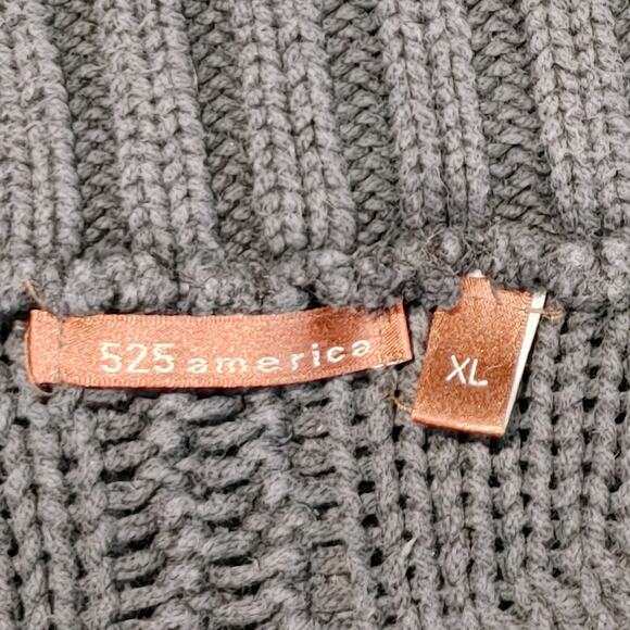 525 America Chunky Knit Cowl Neck Gray Cotton Tunic Sweater USA Made Womens XL - Picture 3 of 6